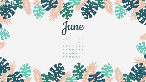 June 2019 Floral Calendar Wallpaper June 2019 Calendar Desktop