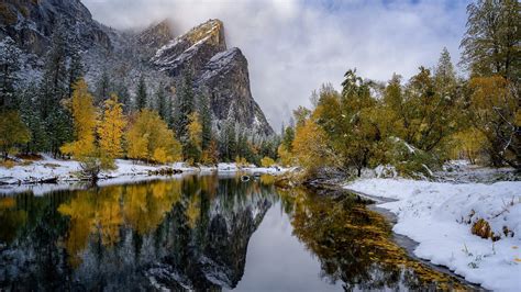 Mountain Reflection On River During Fall Hd Nature Wallpapers Hd