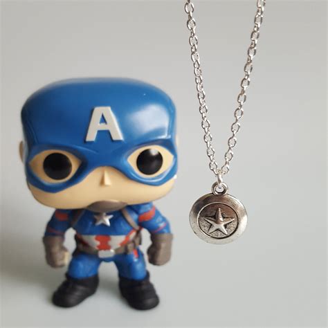 Captain America Shield Charm Necklace Marvel Superhero Etsy