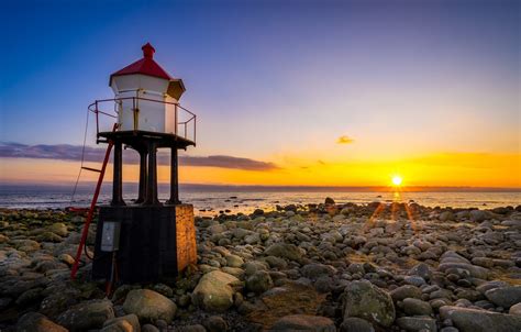Wallpaper Sea Sunset Coast Lighthouse Norway Norway Rogaland