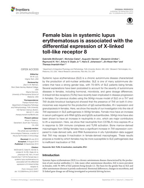 Pdf Female Bias In Systemic Lupus Erythematosus Is Associated With