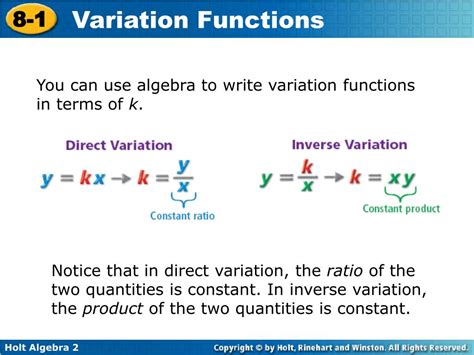 Ppt Direct Variation Inverse Variation Constant Of Variation Joint
