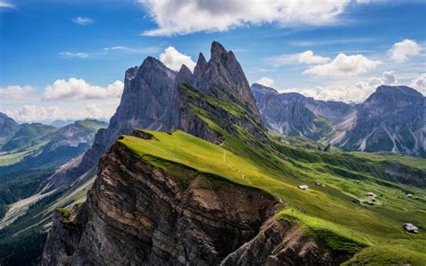 Odle Mountains In Seceda Dolomites Italy Photo Landscape 4k Ultra Hd