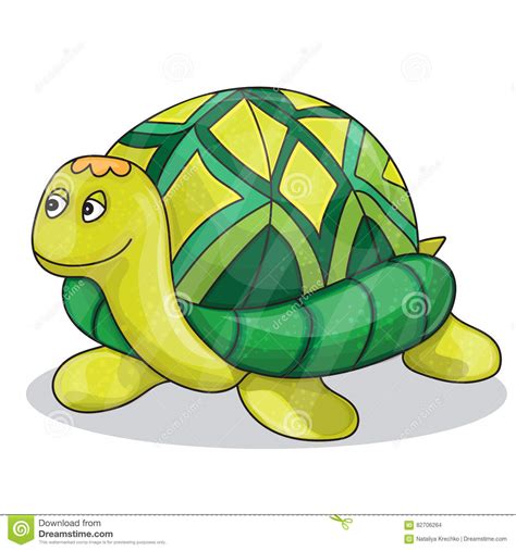 Happy Little Cartoon Turtle Smiling Vector Stock Vector Illustration