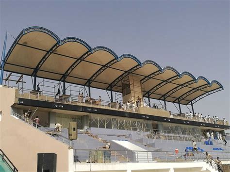 A canopy is an overhead roof or else a structure over which a fabric or metal covering is attached, able to provide shade or shelter from weather conditions such as sun, hail, snow and rain. Our Projects - Tensile Canopy Structure for Stadium ...