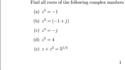 Finding Roots Of Complex Numbers Worksheet