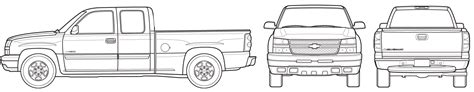 2007 Chevrolet Silverado Gmt800 Pickup Truck Blueprints Free Outlines