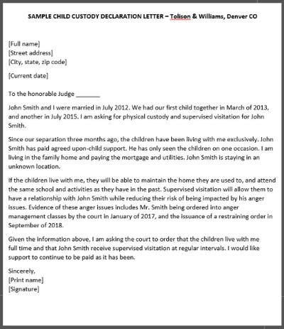 How the court gets involved in custody and visitation. Letter Writing Examples For Kids - Letter