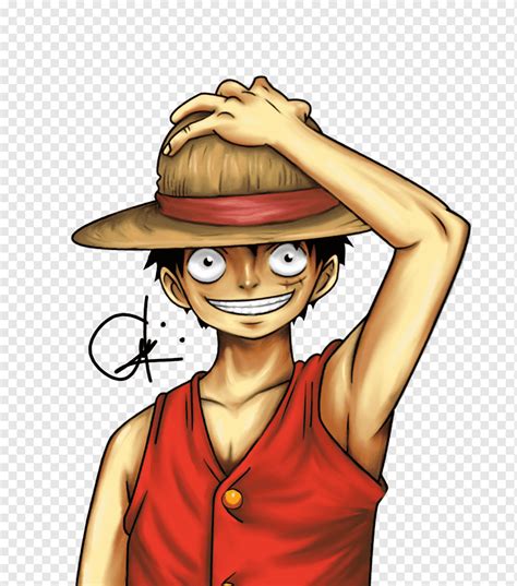 Monkey D Luffy Art Smile Digital Painting Luffy Hat Hand People