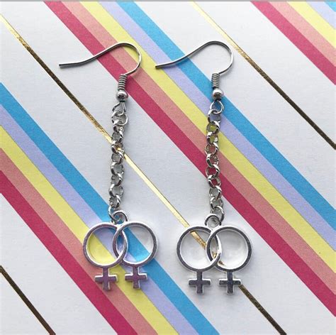 silver double venus earrings lesbian pride bisexual pride etsy