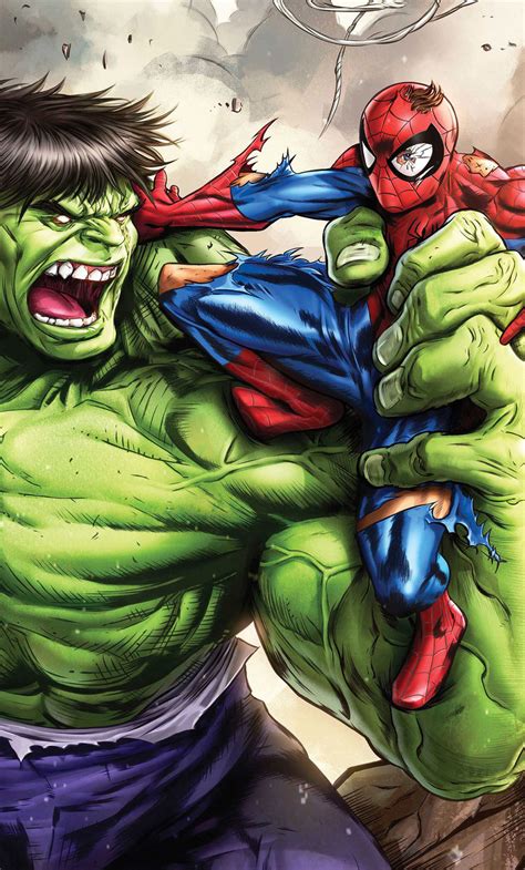 1280x2120 Resolution Hulk Vs Spiderman Art Iphone 6 Plus Wallpaper