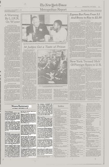 News Summary Saturday November 14 1981 The New York Times