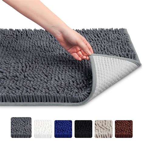 Scatter welcome mats, kitchen mats and bathroom mats consider a round rug for small rooms, it'll make the room feel larger. Gray Microfiber Shag Bath Rug Super Soft Absorbent Bathroom Mat Size 32" x 20" | eBay