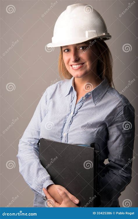 Lovely Woman Engineer Stock Photo Image Of Arms Adult 33425386