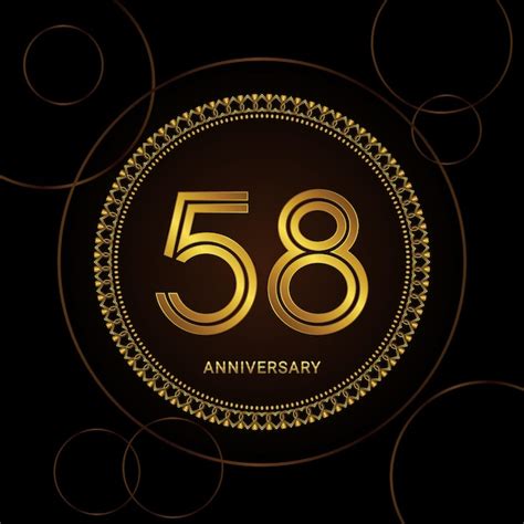 Celebración Del 58 Aniversario Con Texto Dorado Y Anillo Plantilla