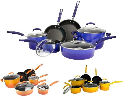 Includes 1 ladle,1 tong, 1 solid spoon, 1 slotted turner. New Rachael Ray 10-Piece Kitchen NonStick Hard Enamel ...