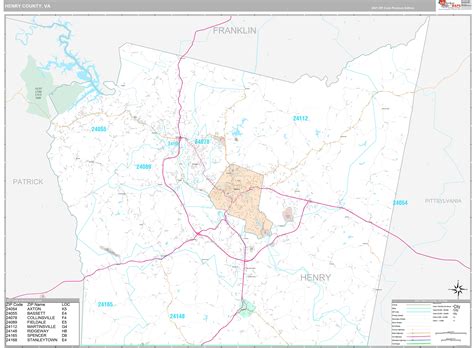Henry County, VA Wall Map Premium Style by MarketMAPS - MapSales