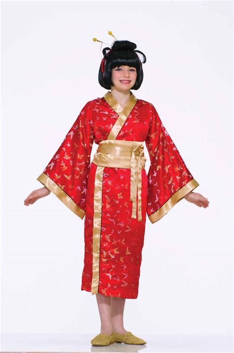 girls kimono red asian geisha madame butterfly costume costumeville