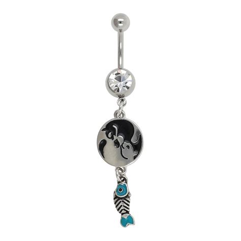 Jhjt 1pc Dangling Navel Belly Button Rings Belly Piercing Crystal