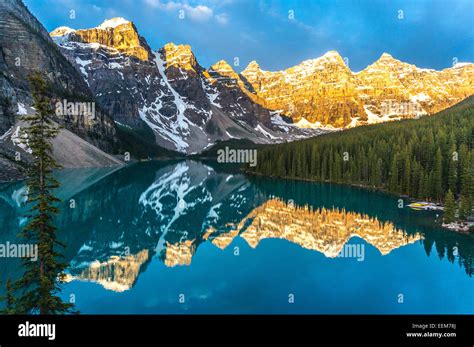 Valley Of The Ten Peaks Reflected In Morraine Lake At Sunrise Banff