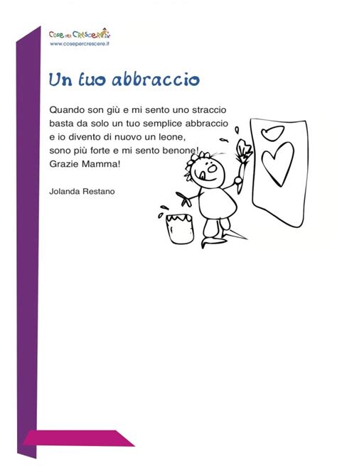 Mamma e papà matrimonio poesia ricordo, madre e padre della sposa matrimonio ringraziamento regalo, regalo da sposa poesie per il papà per bambini da stampare. Poesia per la mamma - Un tuo abbraccio