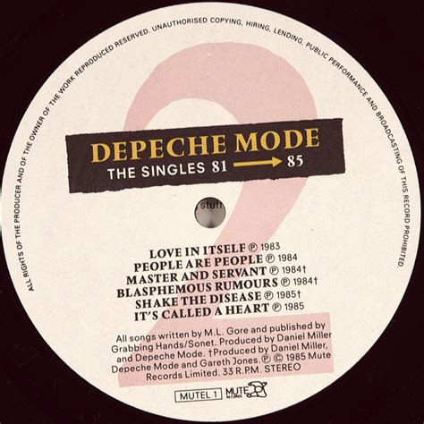 Depeche Mode Singles 81 → 85 Lp Vinyl Record 12 4000 Rub