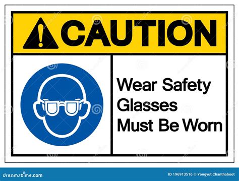 caution wear safety glasses must be worn symbol sign vector illustration isolated on white