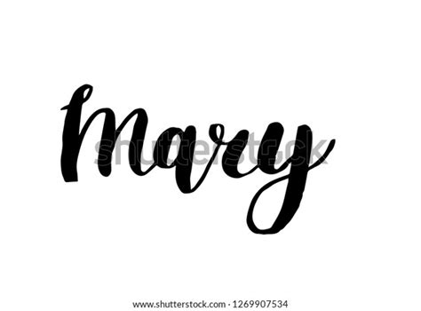 Female Name Mary Handwritten Lettering Black Vector De Stock Libre De