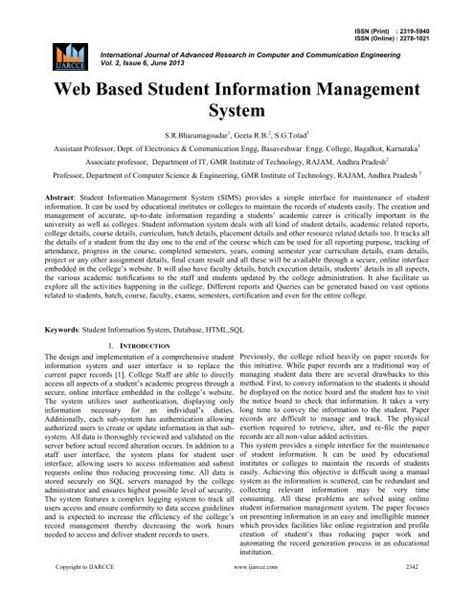 Web Based Student Information Management System