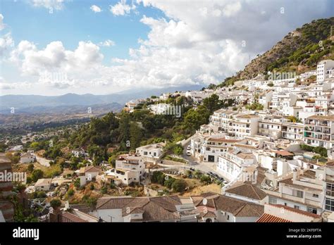 Mijas Spain View Of The White Washed Spanish Village Mijas At The