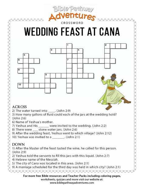 Mar 27, 2020 · if solving a crossword puzzle brings you a sense of satisfaction, then grab a pencil (or a laptop) and pull up a chair. Free Bible Crossword Puzzle: Wedding Feast at Cana | Bible ...