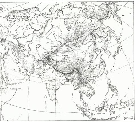 Mapa Fisico Mudo De Asia Tamaño Folio