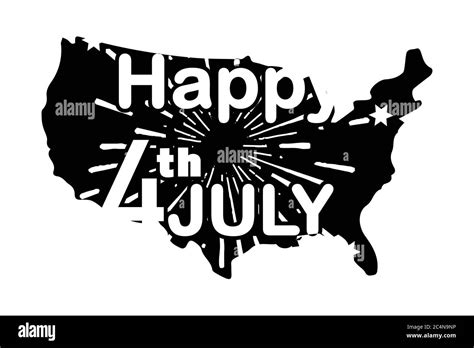 Happy 4th July With Fireworks Over American Map Independence Day