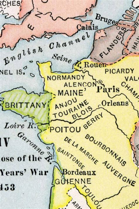 Print Of Map England And France 1154 1453 Etsy
