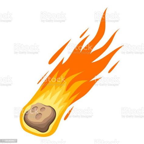 Meteorite In Flames Vector Design Illustration Isolated On White