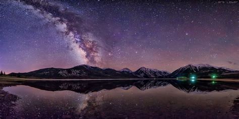 Twin Lakes Milky Way Panorama Colorado With