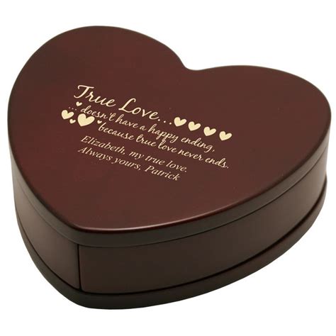 Personalized True Love Heart Shaped T Box In Solid Rosewood