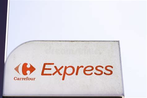 Carrefour Express Text Logo And Brand Sign Front Of Market Store