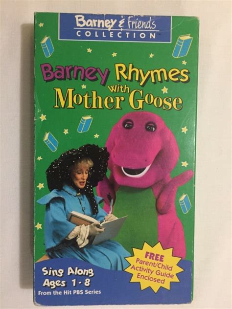 Barney Rhymes With Mother Goose Vhs 1993 Vintage White Tape Free