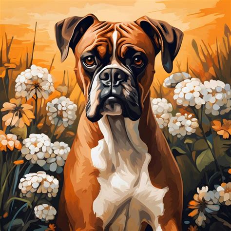 Premium Photo Realistic Boxer Dog Painting With Vibrant Colors 32k Uhd