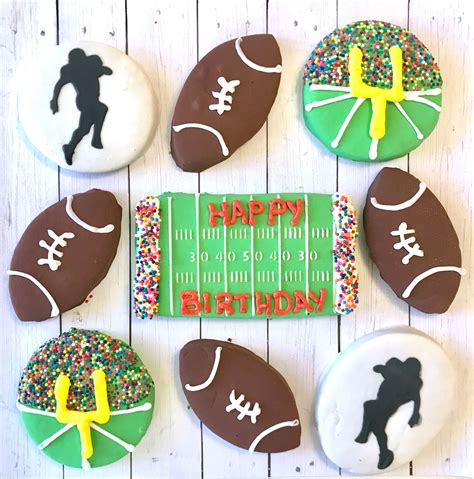 Football season brings friends together for the big games. Happy Birthday Decorated Cookies! Football theme! | Cookie ...