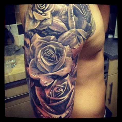 This realistic sleeve rose temporary tattoo looks realistic enough to pass off as the real deal. Rose Half Sleeve, by Alex @ Blancolo Tattoos, Glasgow ...