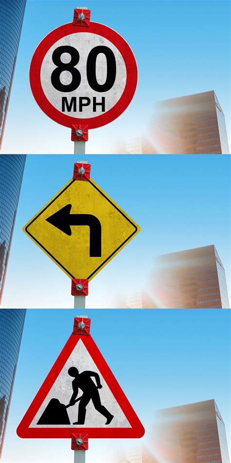 Free Traffic Sign Mockup Psd In 3 Shapes Css Author
