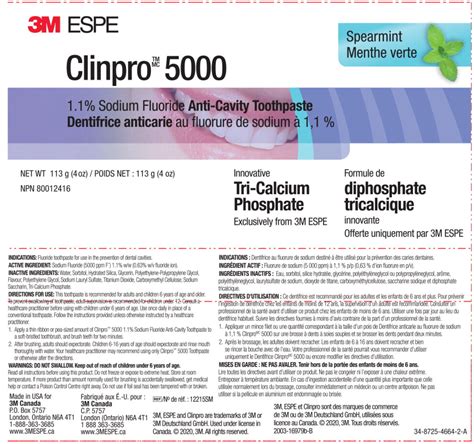 Clinpro 5000 3m Espe Dental Products Fda Package Insert