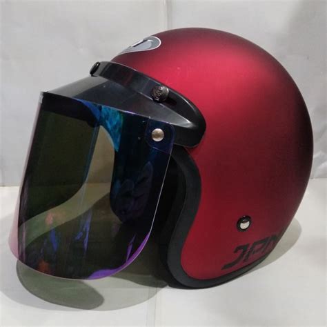 Pilihan warna ada warna kuning, hitam doff glossy. Harga Helm Bogo Kaca Datar Pelangi / Helm Bogo Retro Full ...