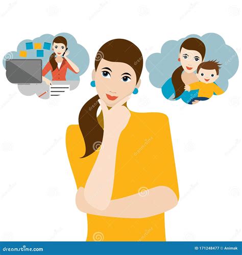 Woman Choosing between Family Life with Children or Bussines Career