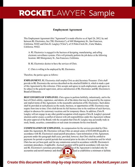 Ceo Employment Contract Template Williamson