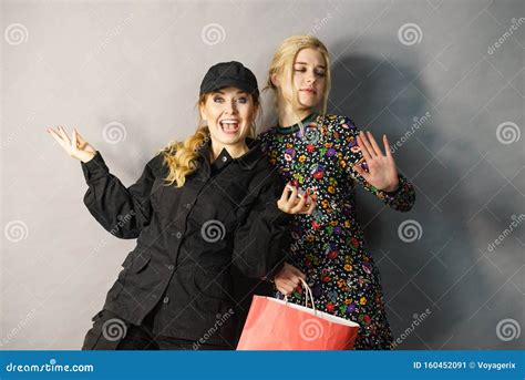 Security Guard And Blonde Girl Stock Image Image Of Customer Guard