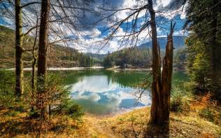 Wallpaper Sunlight Trees Landscape Forest Mountains Lake Nature