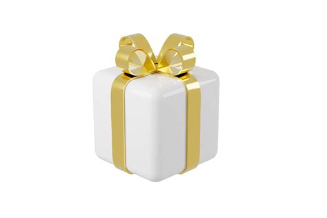 Christmas White T Box With Gold Ribbons Png 10793882 Png